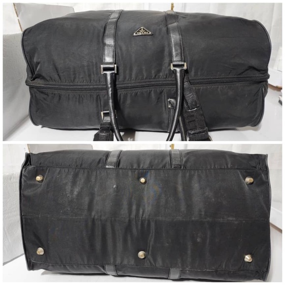 Authentic Prada Saffiano-Trimmed Tessuto Nylon Duffle Bag Black 60cm - Picture 4 of 15